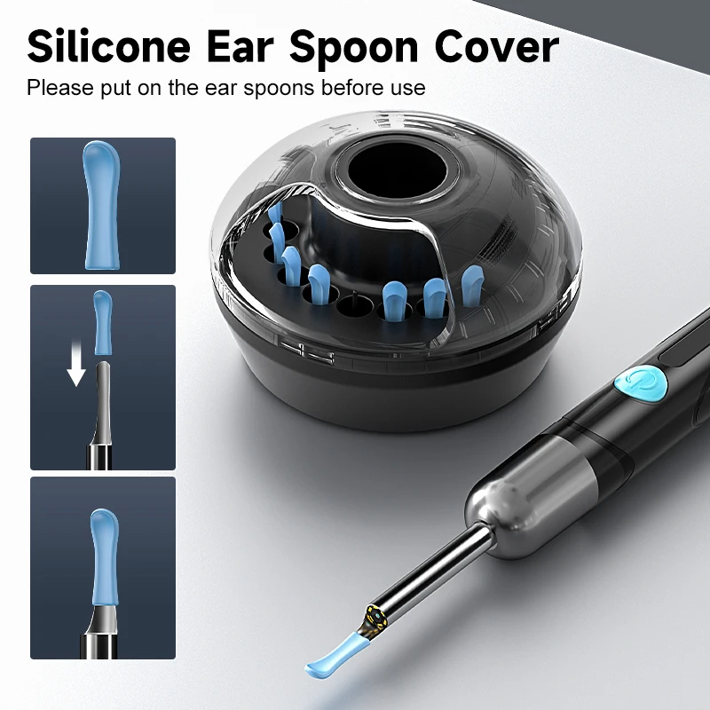 Endoscopio WiFi 4,2mm 1080P cámara recolectora de oídos con Base de cuchara para iOS/Android otoscopio de limpieza de oídos con herramienta de eliminación de cera de oídos