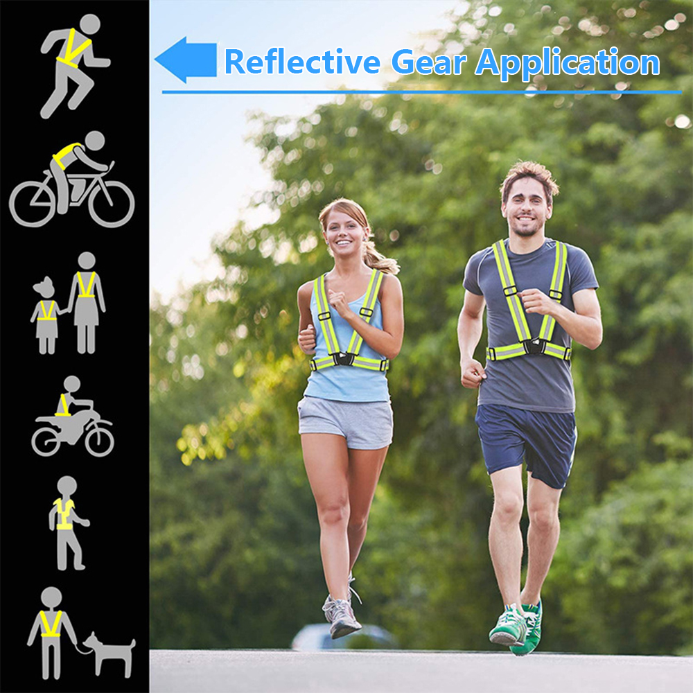 Odblaskowy pasek rowerowy na świeżym powietrzu Elastyczna kamizelka Nocne bieganie Kolarstwo Odblaskowy pasek Regulowana kamizelka bezpieczeństwa Sprzęt jeździecki