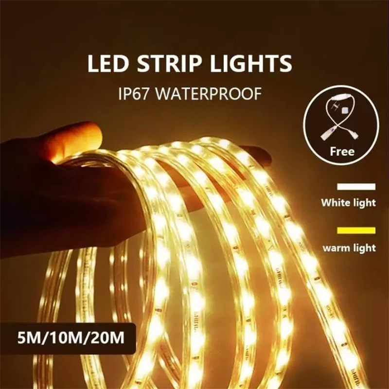 220V 防水 LED ストリップライト高輝度 5 メートル 10 メートル 20 メートル家の装飾キッチン屋外ガーデン LED ライト EU プラグ