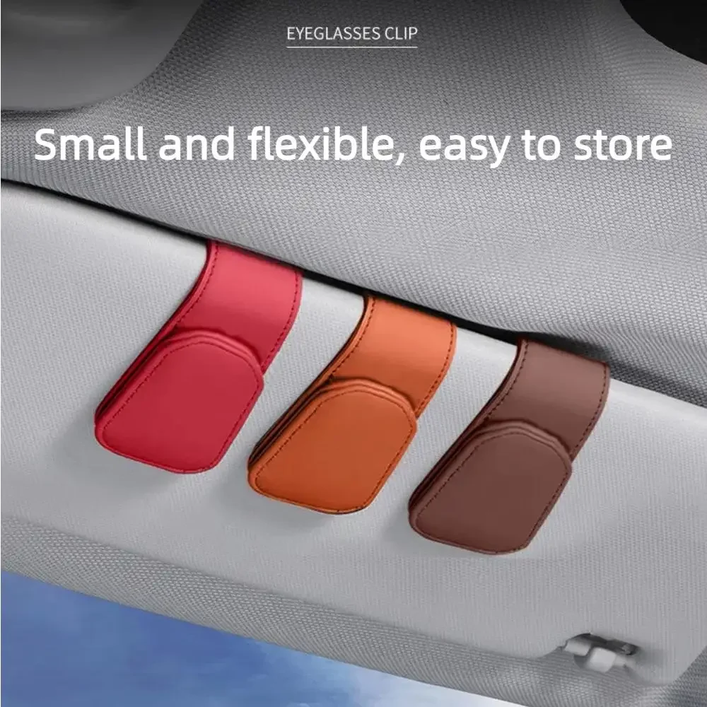 Clipe de cabide de óculos de couro magnético universal suporte de óculos de sol do carro clipe de cabide de óculos magnético para carros clipe de cartão de bilhete