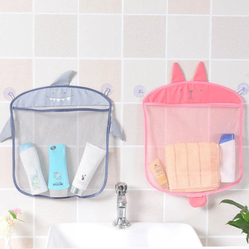 Saco de malha do banheiro do bebê dos desenhos animados formas animais pano areia brinquedos armazenamento net saco otário organizador para crianças brinquedos banho cesta do miúdo