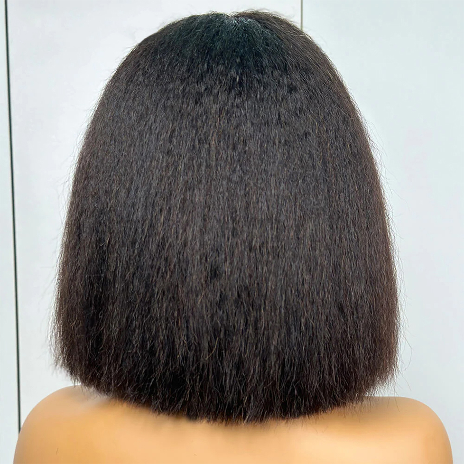 ペルー変態ストレートウィッググルーレスショートボブウィッグ人毛 13 × 4 焼きストレートレースフロントウィッグ事前摘み閉鎖ウィッグ 180%