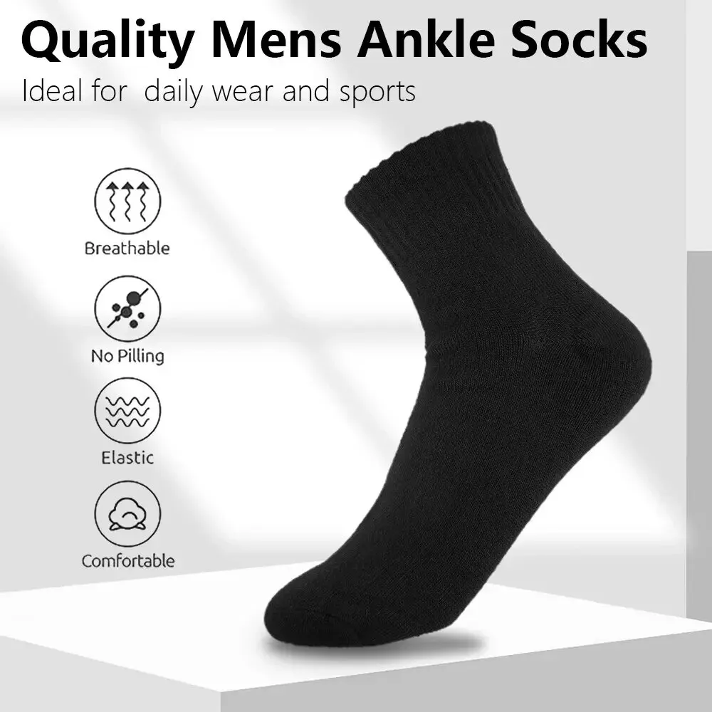 Paquete de 3/5/10 calcetines a media pantorrilla para hombre, calcetines cómodos, puños antideslizantes, ideales para uso diario, trabajo, informal, uso en 4 estaciones, colores sólidos