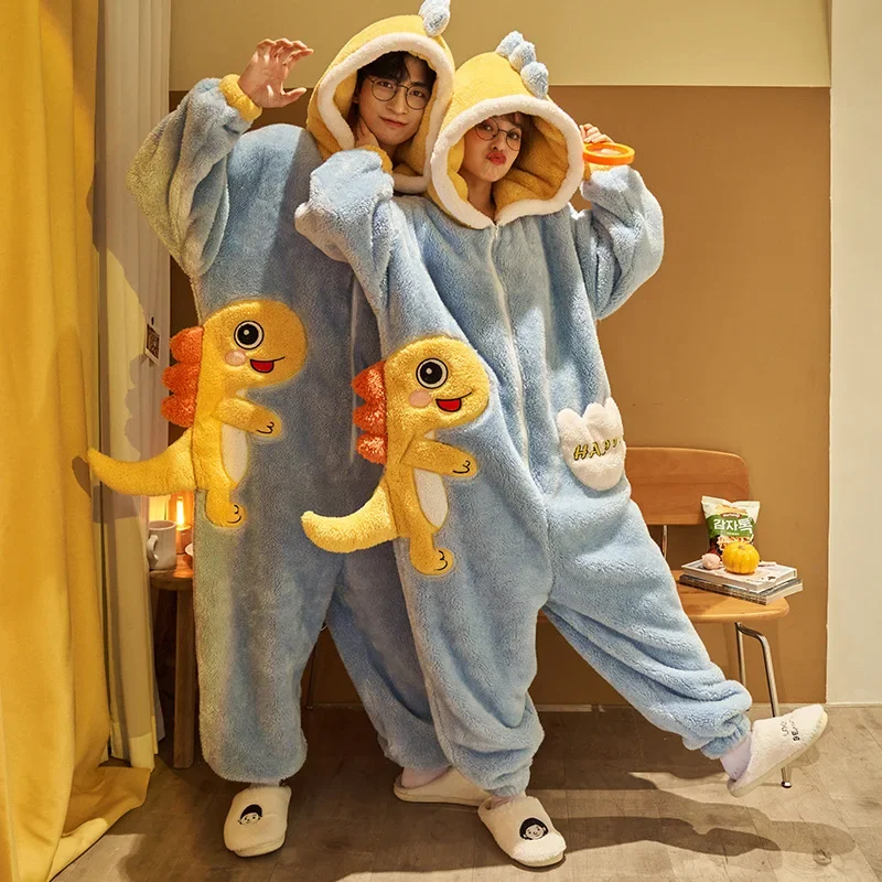 Pijamas de Navidad de franela para mujer, monos de Anime para adultos, monos de animales, ropa de casa gruesa para hombre, ropa de dormir cálida para invierno, monos de lana