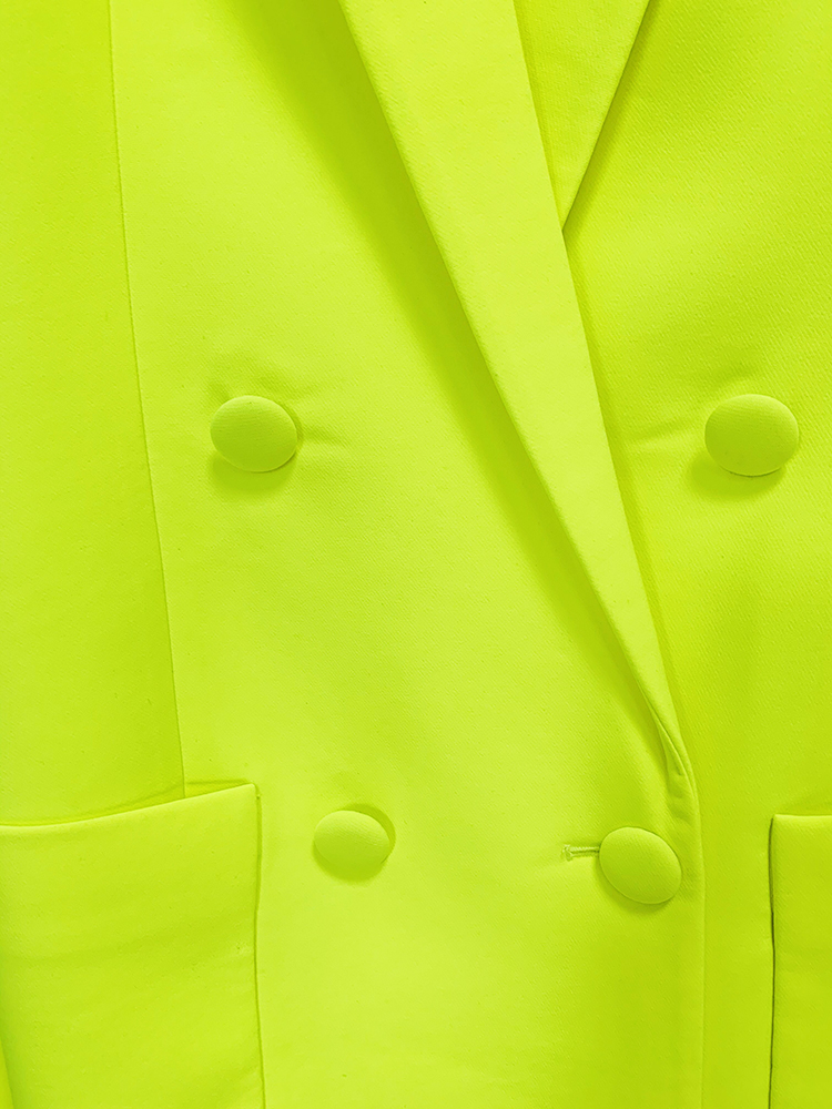 Женский блейзер с флуоресцентной подкладкой, двубортный Длинный блейзер с высоким разрезом на плечах, 2024