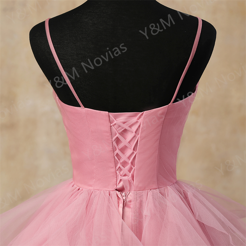 Robe de soirée rose Simple, personnalisée, haut et bas, élégante, à plusieurs niveaux, courte, devant, dos Long, robes de bal arabes, couleur Aay