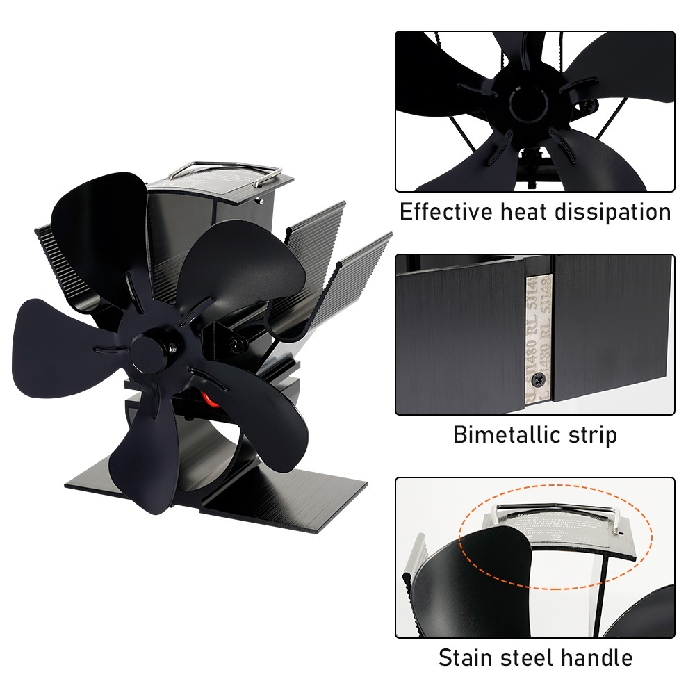 Mini-kachelventilator Warmte-aangedreven open haardventilator Houtkachel Eco-ventilator Stille 5-bladige open haardventilator Thuis Winter Warme warmteverdeling