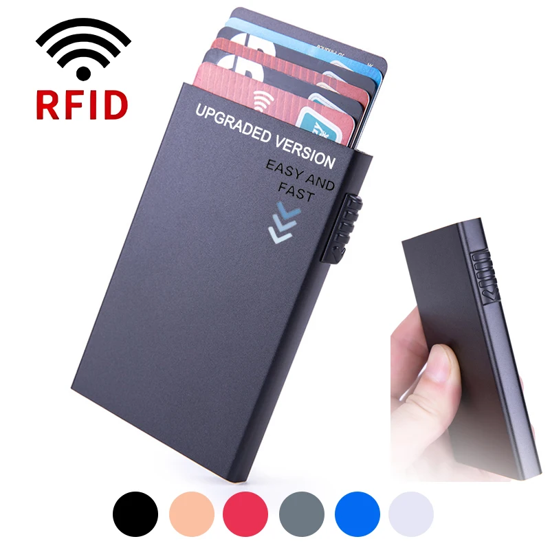 Tarjetero mágico para tarjetas de crédito bancarias, billeteras inteligentes para hombre, tarjetero de identificación Unisex, funda de Metal delgada emergente, billetera minimalista de aluminio