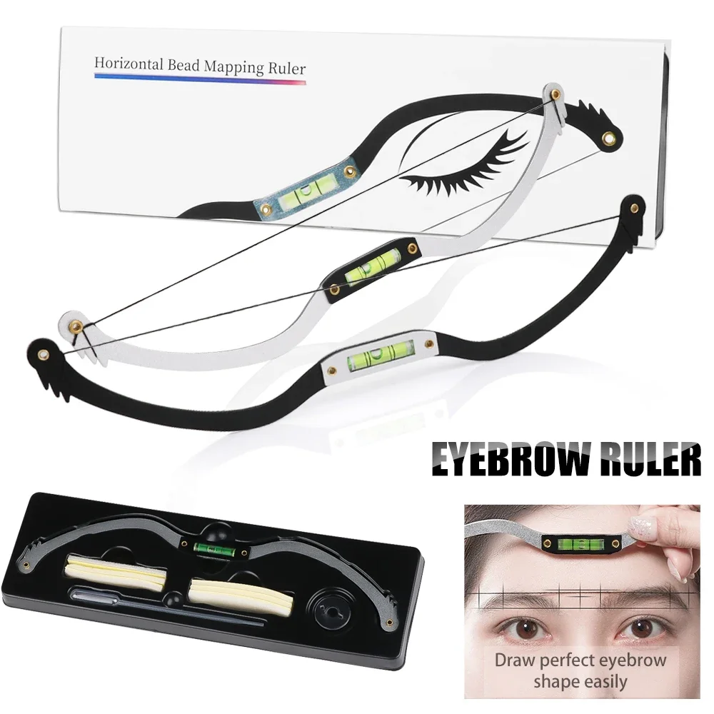 Kit de modelagem de sobrancelha microblading maquiagem permanente arco e flecha linha régua medição sobrancelha corda ferramenta de posicionamento