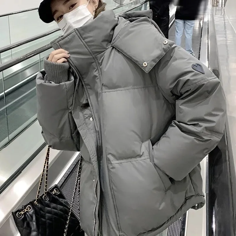 Parkas nuevas de invierno para mujer, chaqueta holgada informal con capucha, abrigos de plumón de pato, chaqueta acolchada de algodón suave de talla grande, prendas de vestir, 2024
