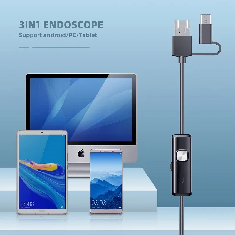 3в1 Micro USB Type-c Android эндоскопическая камера труба бороскоп для осмотра автомобиля водонепроницаемые светодиоды жесткий кабель для ПК Sumang HUIWEI
