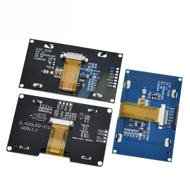 2.4" 2.42 inch 128x64 OLED LCD Display Module SSD1309 12864 7 Pin SPI/IIC I2C Serial Interface for Arduino UNO R3 C51