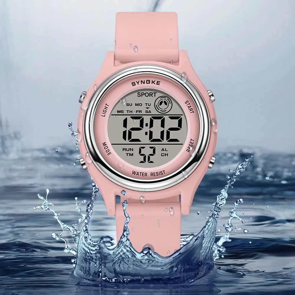 Synoke colorido crianças sete luzes relógios esporte estudantes relógio digital para crianças relógio eletrônico à prova dwaterproof água resistir ao choque