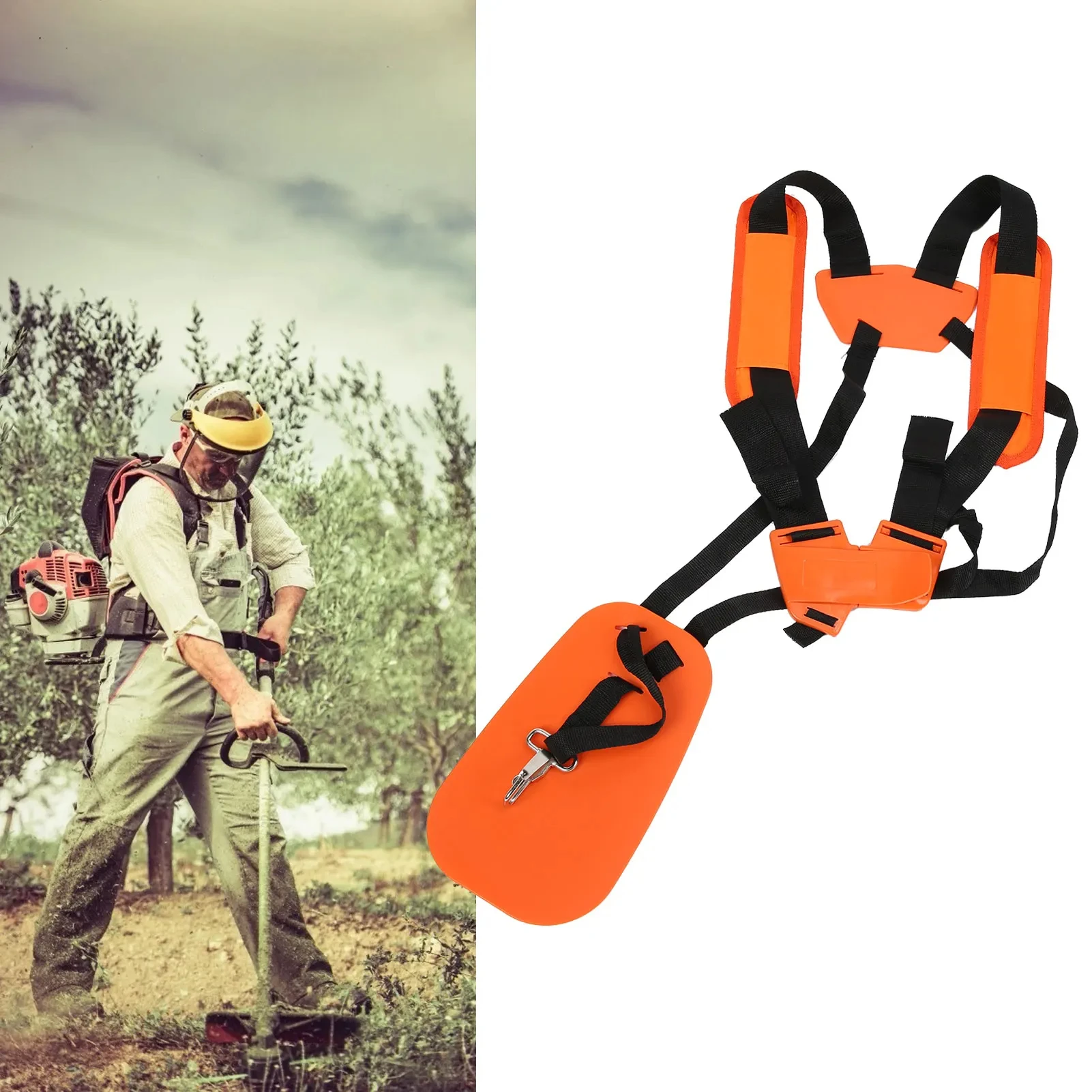 Brush Cutter Shoulder Strap Double Shoulder Harness Nylon Belt for Trimmer Lawn Mower