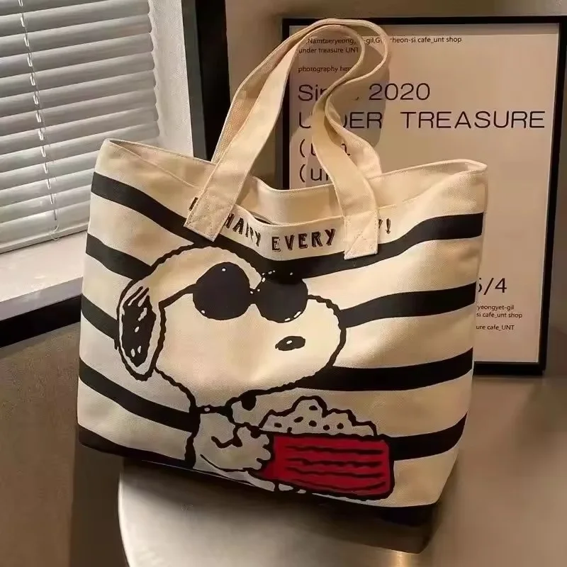 MINISO名創優品 スヌーピー キュートプリント トートバッグ ショルダーバッグ 学生スクールバッグ トートバッグ おむつ替えバッグ ショッピングバッグ