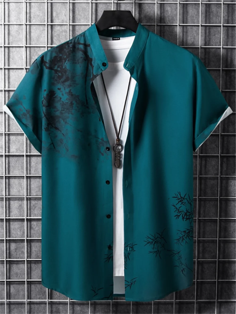 Men's plant-based shirt printed with high-definition patterns, soft and comfortable fabric, men's clothing