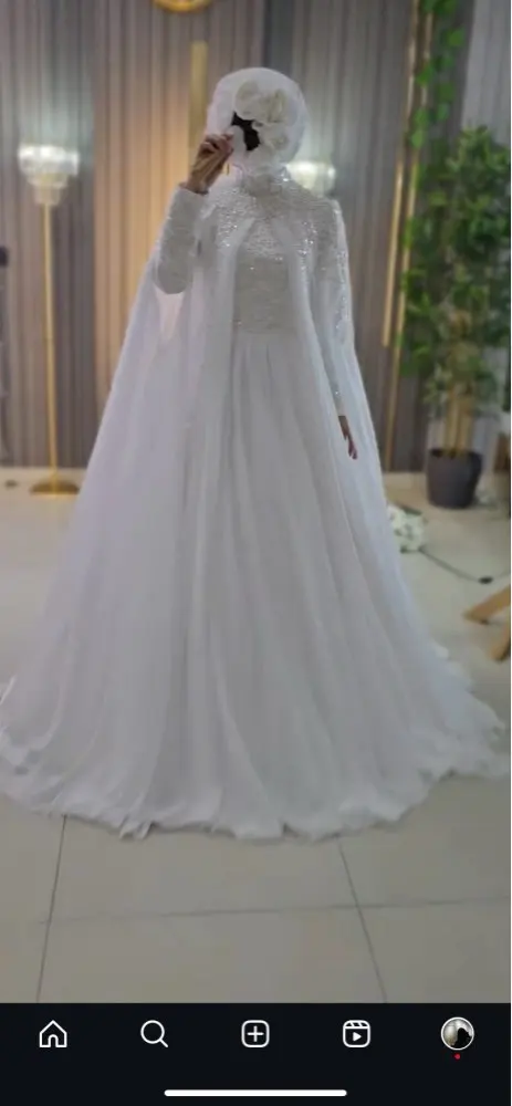 Ciynsia Customized Long Sleeve Muslim Wedding Gowns for Bride High Neck Beaded Chiffon A Line Arabic Women Bridal Dress 2026