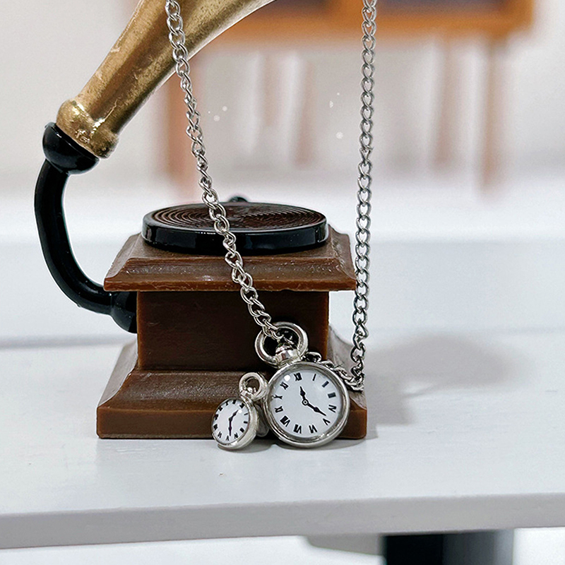 Montre de poche de simulation vintage pour enfants, maison de courses, mini décoration, accessoires de maison de poupées, jouet de jeu de simulation, 1/12