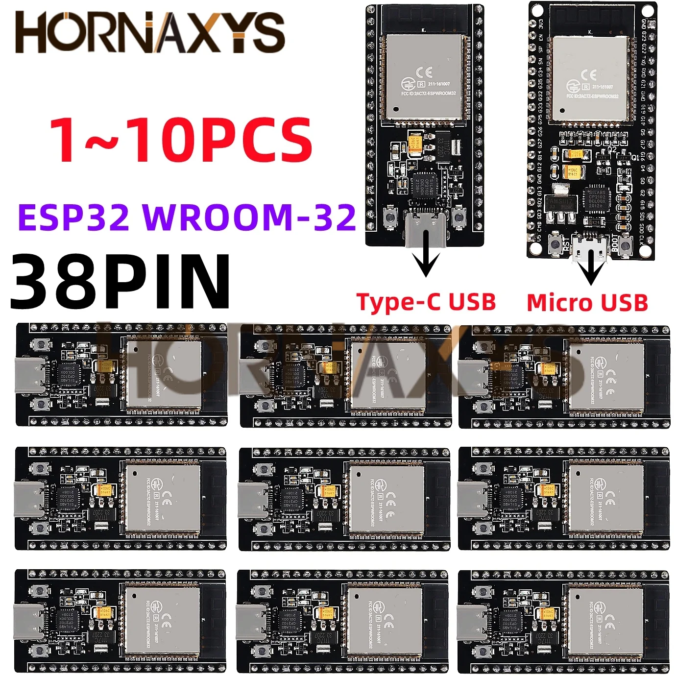 1-10PCS/ESP32 Development Board Type-C CP2102 WIFI Bluetooth Module Dual Core Wireless Module ESP-WROOM-32 Expansion Board 38Pin