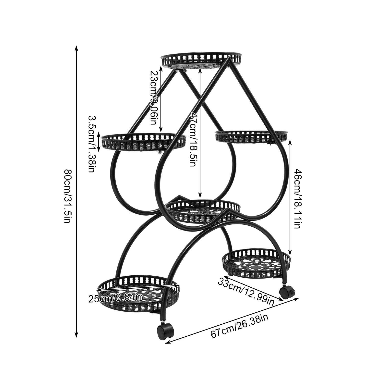 Herzförmiger Blumentopfständer – elegantes Design, 6 Tabletts für einfaches Pflanzen, versetztes Layout zur Verschönerung Ihres Weltraums