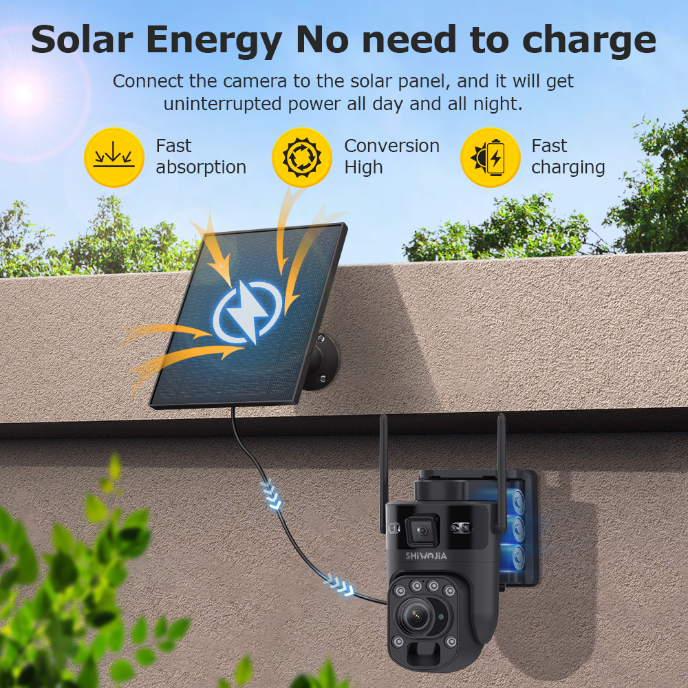 SHIWOJIA 6K 12MP 4G SIM Solar Battery Security Camera 60X ZOOM 360° View Outdoor WIFI PTZ IP Camera PIR Human Tracking UBOX APP