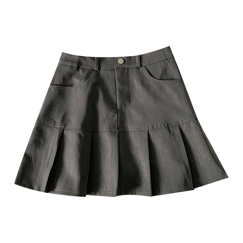 하이웨이스트 반신 스커트 여성용 A라인 하이웨이스트 프리미엄 디자인 감각 작은 키 A라인 봄 가을 반신 스커트 반신 원피스 반신 스커트