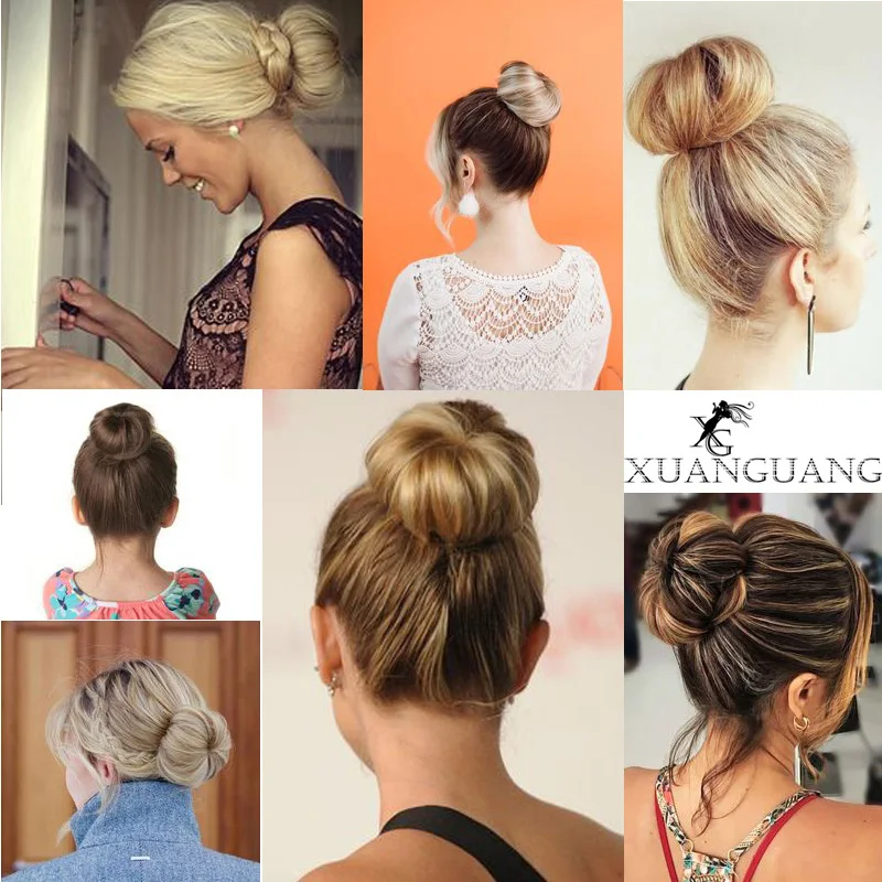 MANWEI Tổng Hợp Kẹp Búi Tóc Thun Tóc Thẳng Chignon Nối Dài Scrunchie Bộ Tóc Giả Dành Cho Phụ Nữ Và Trẻ Em