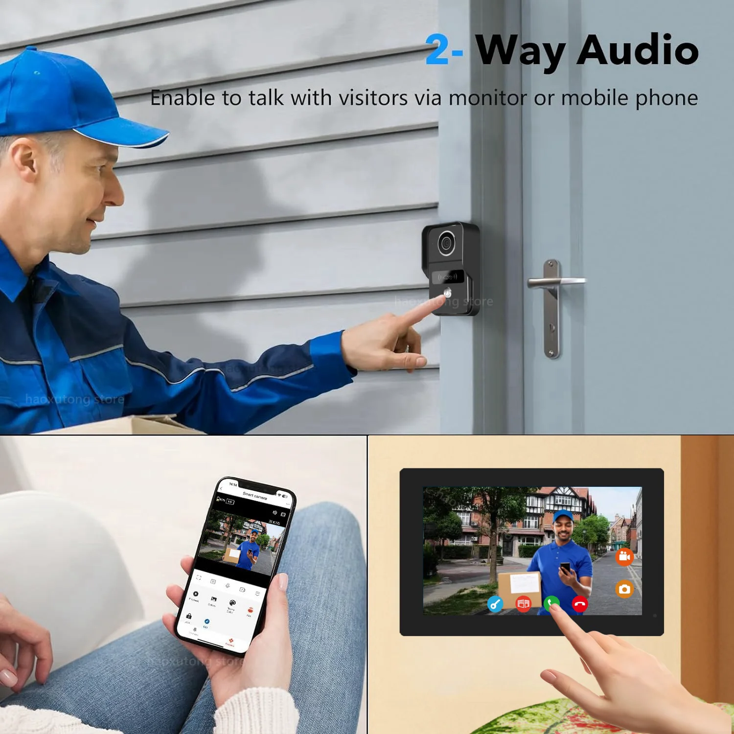 1080p tuya campainha inteligente câmera de vídeo em casa intercom wi fi 2 fios 7/10 Polegada sistema de vídeo porteiro sem fio 5-em-1 nfc desbloqueio
