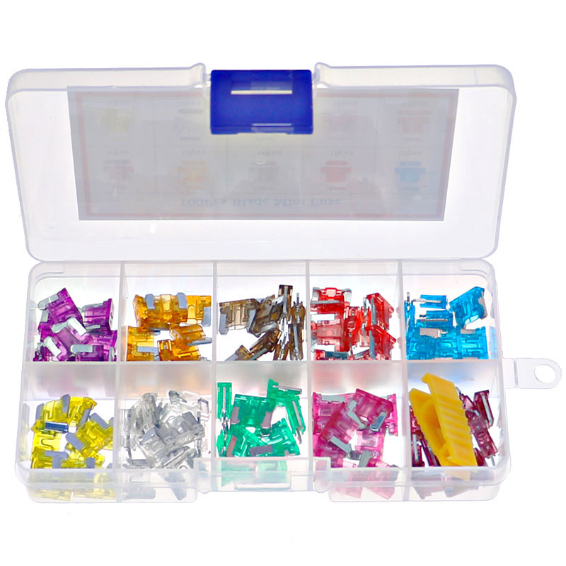 100pcs 10 Valore Micro Auto Fusibile Auto Fusibile Lama Scatola del Kit 2A 5A 7.5A 10A 15A 20A 25A 30A 35A 40A Ogni 10pcs