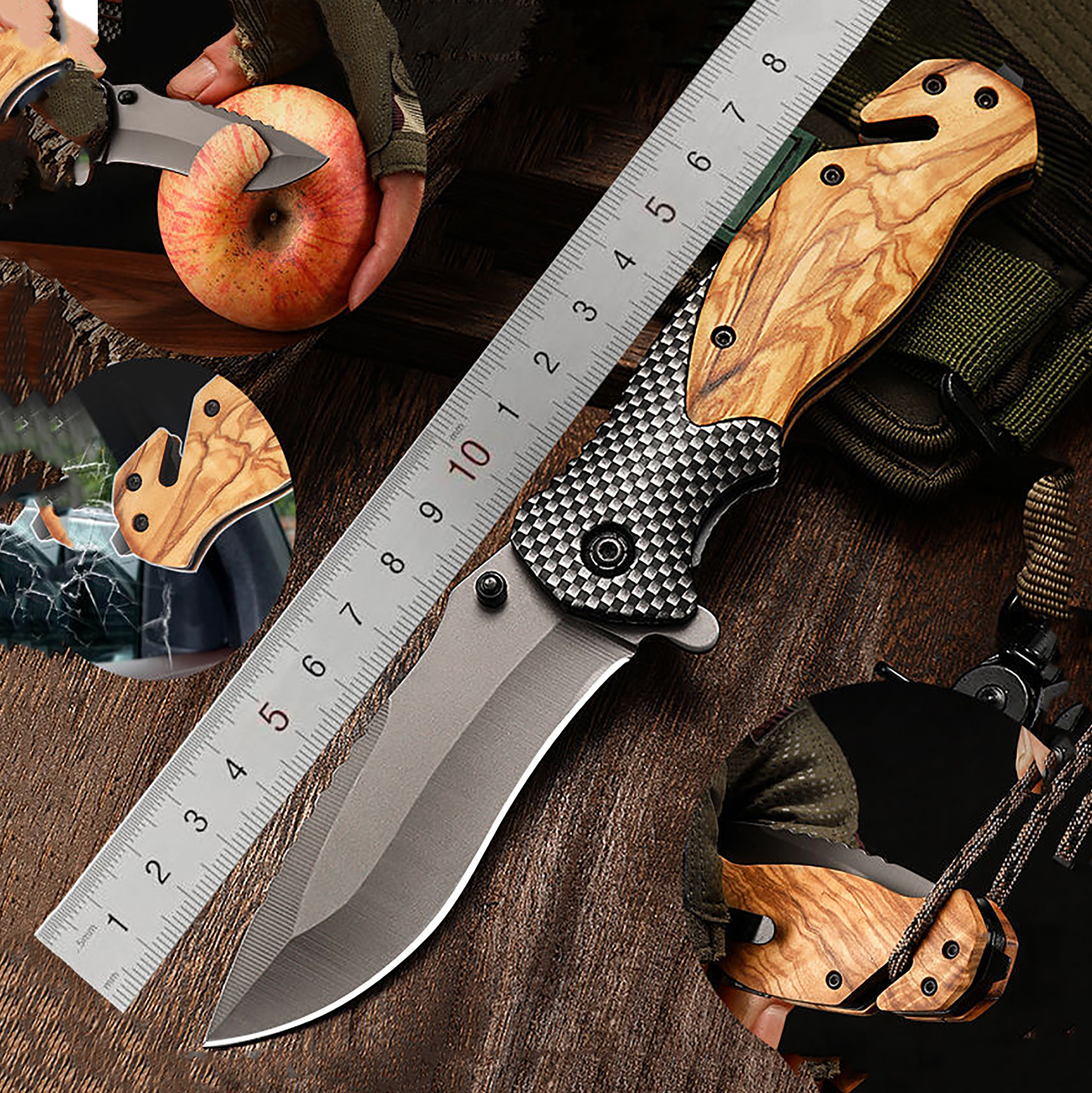 Outdoor folding knife, portable and durable sharp blade, EDC pocket knife for camping, hiking, survival and self-defense