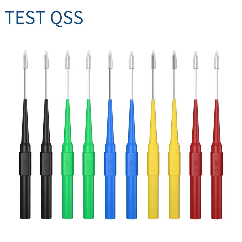 QSS 10 Buah 1MM Alat Reparasi Otomatis Soket Pisang Probe Belakang Tindik Baja Tahan Karat Multimeter Jarum Probe Uji 4Mm Q.30009