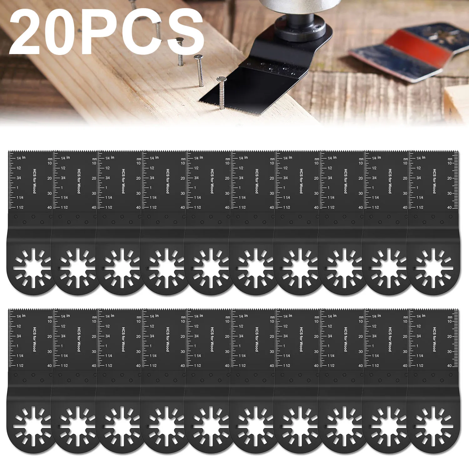 20PCS Multi Tool Blades Oscillating Saw Blade Multi-Function Saw Blade Renovator Multi Cutter Blade For Wood Plastic Metal Cutti
