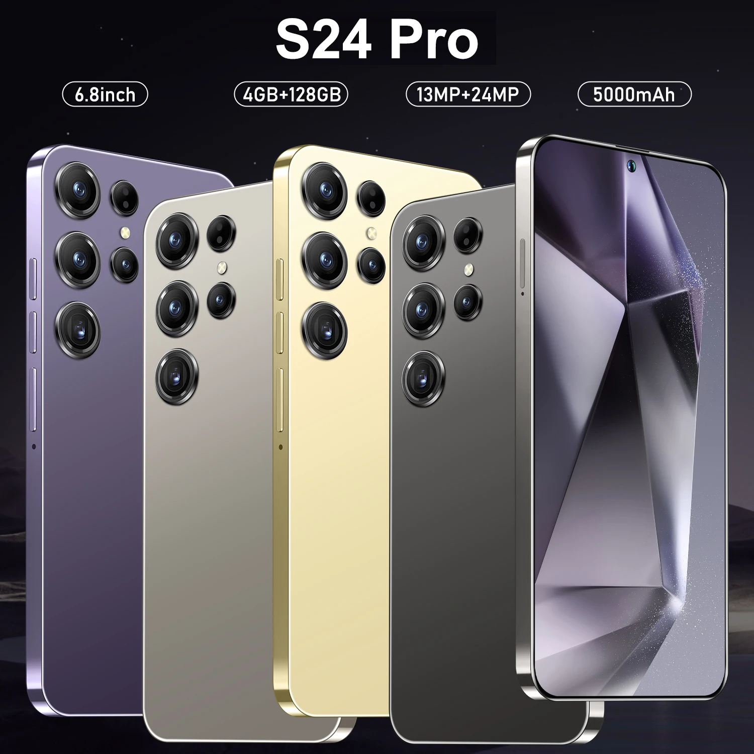 S24 Pro,Smartphone Android,6.8 inch,4GB RAM+128GB ROM,5000mAh,13+24MP,Mobile phone,Google Play,Dual SIM,Cellphones