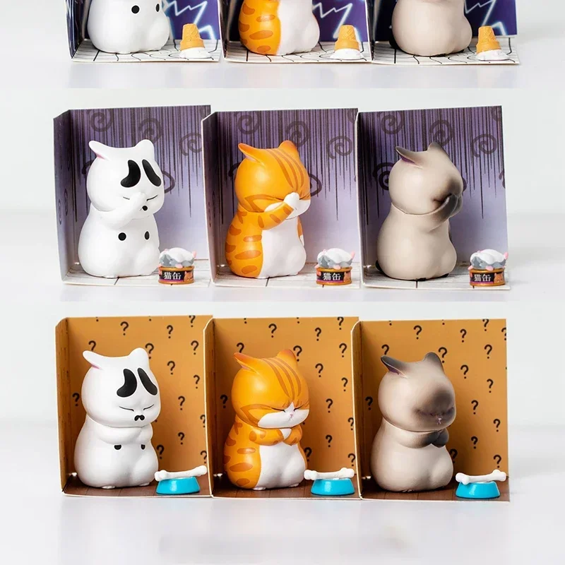 1Pc ミニ猫ブラインドボックス怒りオレンジ猫かわいいフィギュア装飾品ミステリーボックスオフィスデスクトップコンピュータの装飾子供のギフト