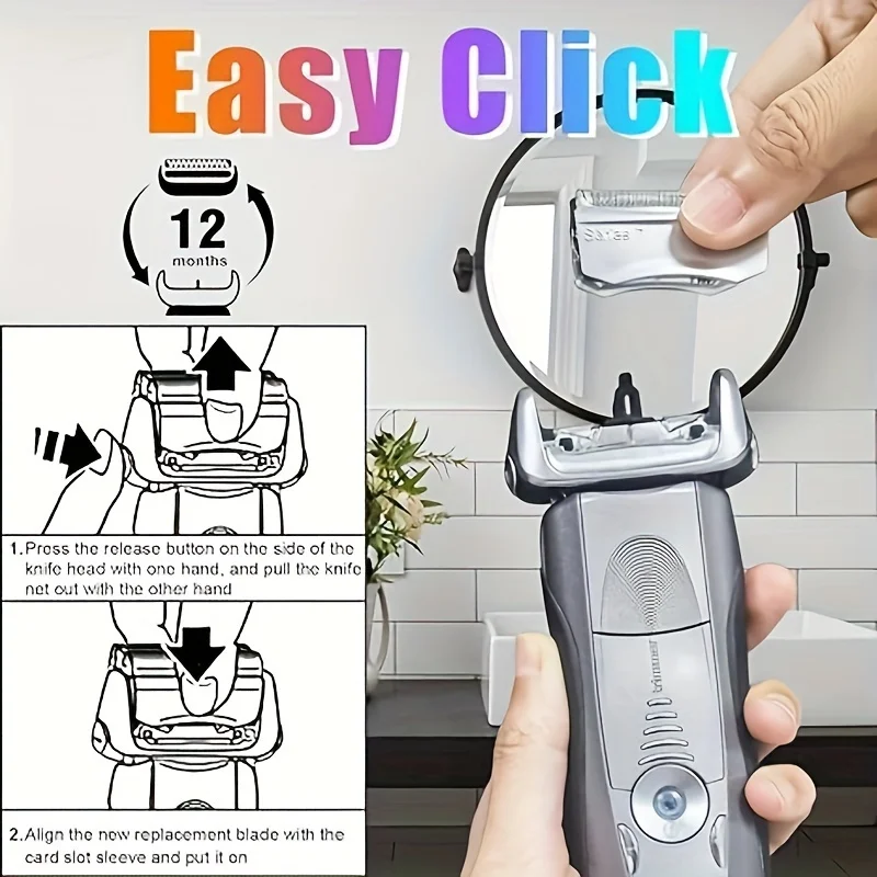 Electric Beard Shaving Replacement for Braun Razor Blade Series 7 70S 790cc 720 720s 740 Foil Shaver Head Cutter Head Mesh Cover