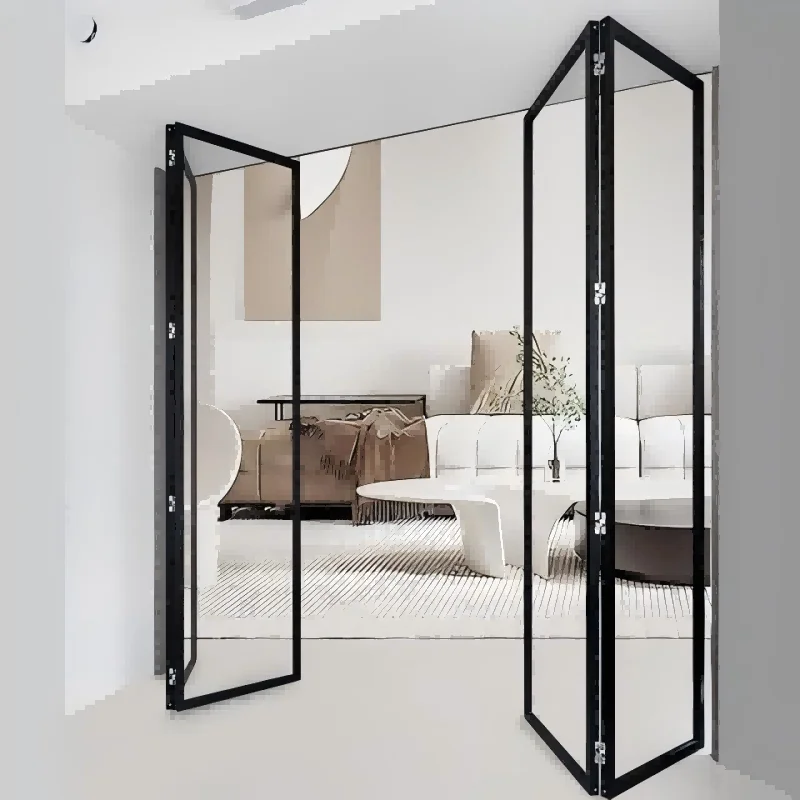 Porte d'ingresso esterne con doppia porta pieghevole Porta d'ingresso con profilo in lega di alluminio Porte d'ingresso in metallo per la casa personalizzate