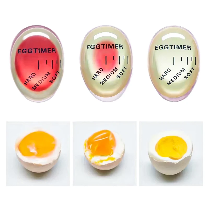 FAIS DU 2pcs Color Changing Egg Timer Cooking Resin Perfect Boiled Eggs By Temperature Kitchen Helper Egg Timer Red timer tools
