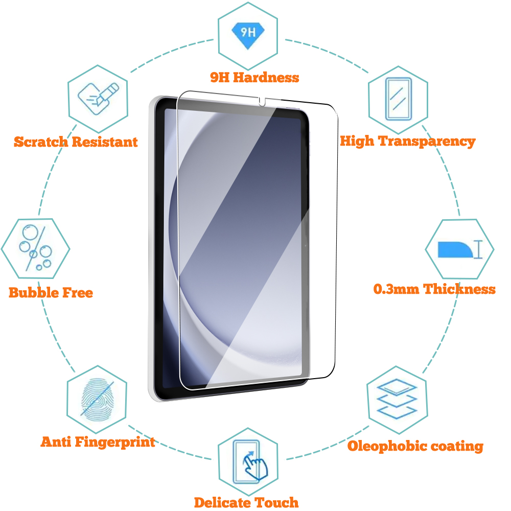 2er-Pack Displayschutz aus gehärtetem Glas für Samsung Galaxy Tab S9 Fe 10.9 12.4 Ultra A9 Plus 9H Schutzfolie