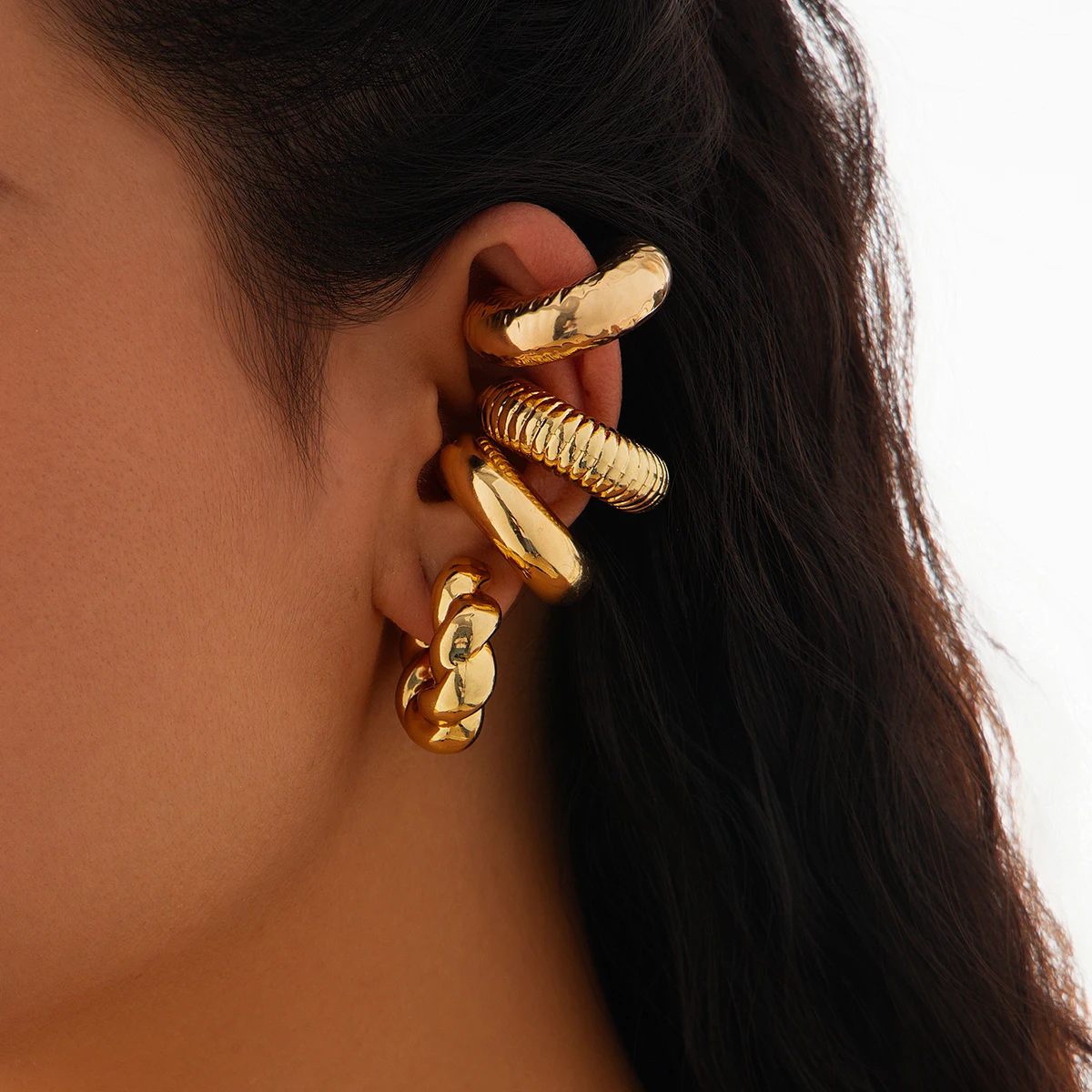 Ingemark 4 teile/satz Punk Twisted Chunky Tube Clip Ohrringe für Frauen nicht Piercing C-Form Ohr manschette weiblichen Schmuck Zubehör neu