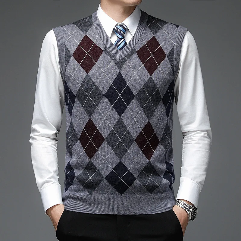 Qiu Dong Herren-Strickpullover, ärmellos, mittleres Alter und alte Herren, um warm zu bleiben, Ma3 Jia3, Freizeit-Körper, alltäglicher Pelzschal