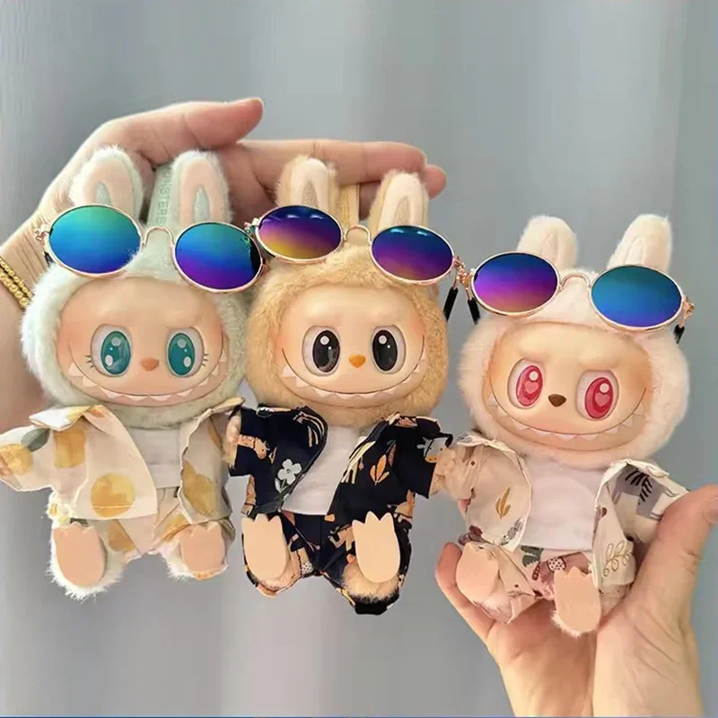 ForLabubu Puppe Sommer Strand Resort Stil Overalls V1 V2 Idol Plüsch Puppe Kleidung 15-17 cm Universal Größe puppe Kleidung Zubehör