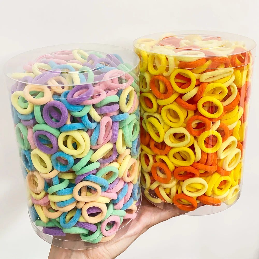 100 Uds. Lazos elásticos básicos coloridos de nailon para el cabello para niñas, coleta para sujetar, banda de goma, accesorios para el cabello de moda para niños