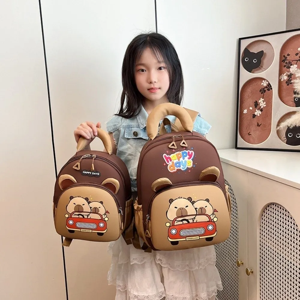 Kawaii Cartoon Capybara Rucksack Nylon Leichte Capybara Schultasche Große Kapazität Multi-Pocket Kindergarten Rucksack