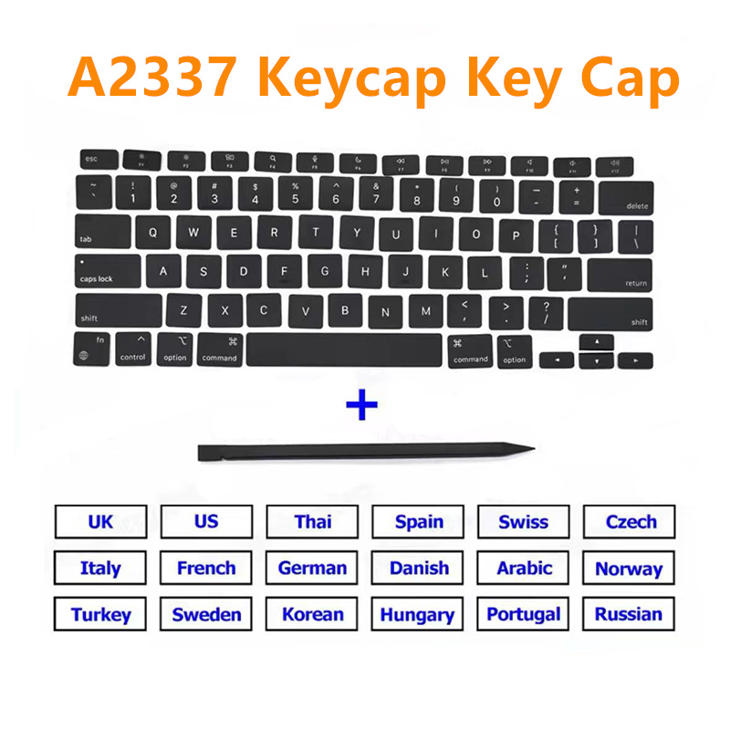 New Replacement Keycaps Keys Key Cap For Macbook Air 13" M1 A2337 Keyboard Keycap US UK Spain French Russian Hungary 2020 Year