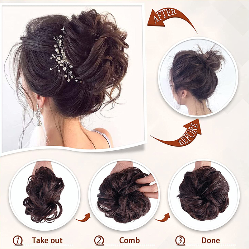 MSTN 爪スタイル乱雑なおだんごヘアアクセサリー、カーリーヘアおだんごヘアアクセサリー、女性用ヘアエクステンション