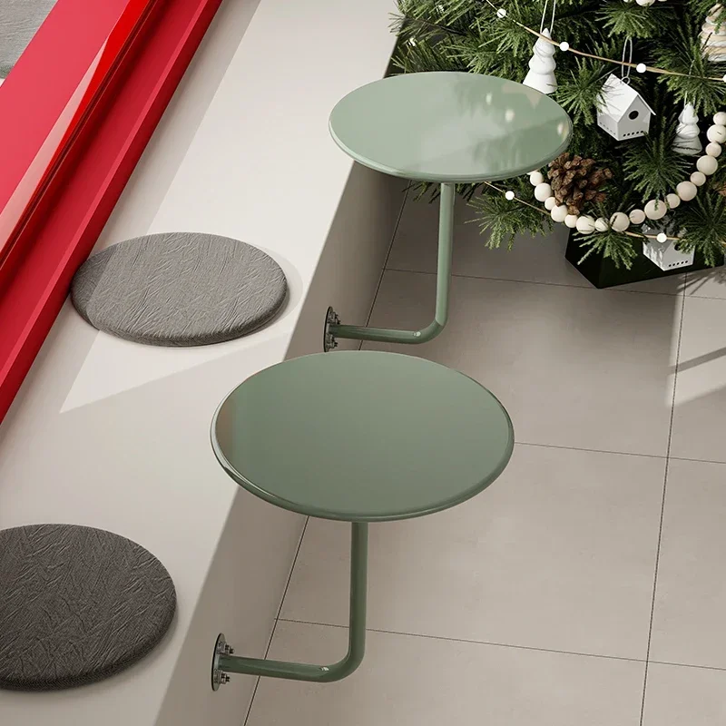 Industrial Style Against Wall Coffee Table Milk Tea Shop Wall Hanging Metal Table Space Saving Dessert Desk Red Breakfast Tables