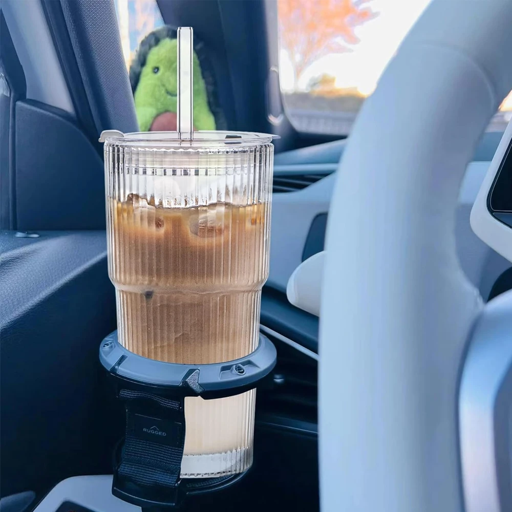 1/2 Stück 600 ml Streifen-Glasbecher mit Deckel und Strohhalm, transparente Trinkgläser für Saft, Wasser und Eiskaffeetassen, Trinkgeschirr