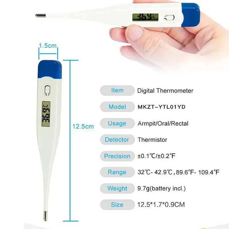 Digitale waterthermometer Nauwkeurige orale en okseltemperatuur Lezen Koortswaarschuwing Termometer Babybadthermometers