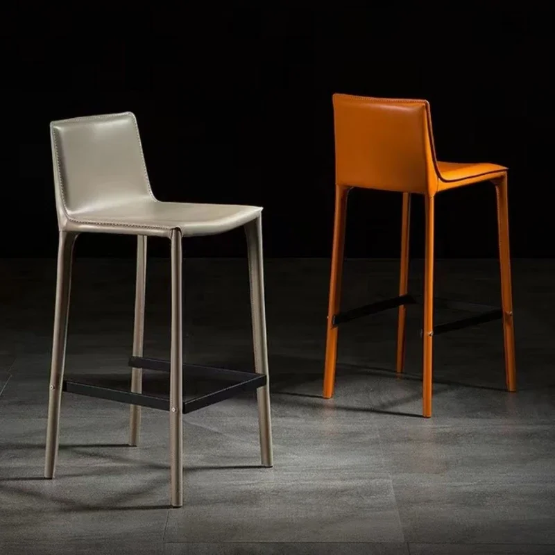 Nordic Dining Bar Chairs Office High Luxury Designer Bar Stools Reception Modern PU Leather Vanity Home Furniture Banqueta HBBC