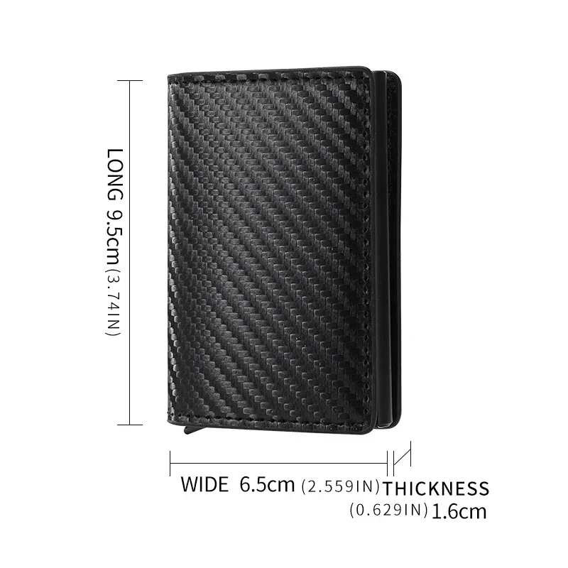 Portafoglio porta carte di credito in fibra di carbonio da uomo Rfid Smart Meral Portafoglio minimalista pop-up sottile e sottile Portafoglio piccolo in metallo nero